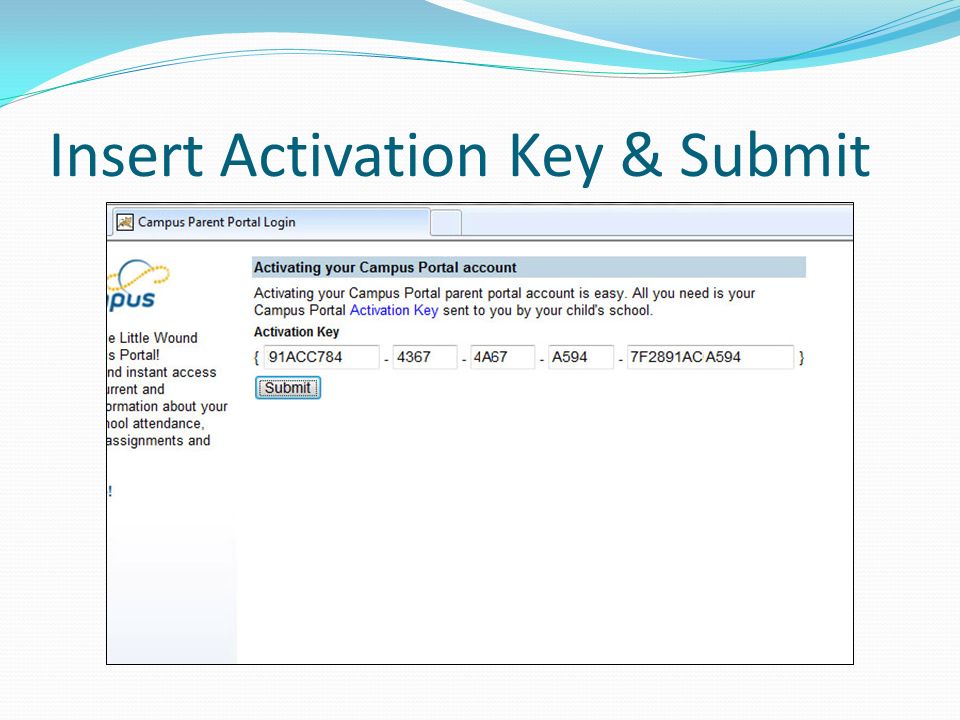 Insert Activation Key & Submit
