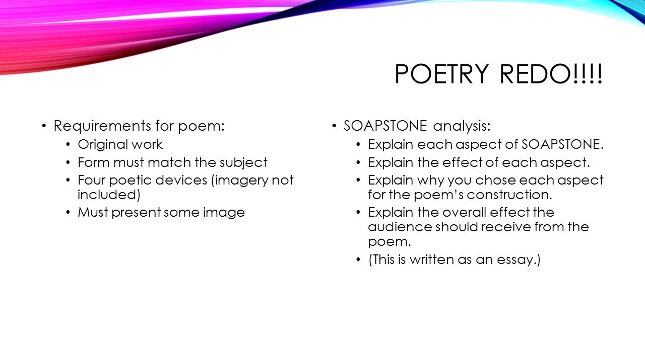 an analysis of poet The purpose of poetry analysis is to get a clearer understanding of the poem being studied this poetry analysis page will help you discover the meaning of any poem. an analysis of poet The purpose of poetry analysis is to get a clearer understanding of the poem being studied this poetry analysis page will help you discover the meaning of any poem.