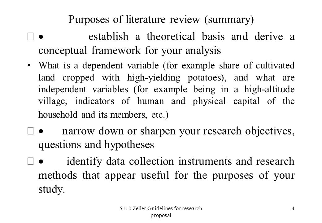 Purpose of literature review in research proposal