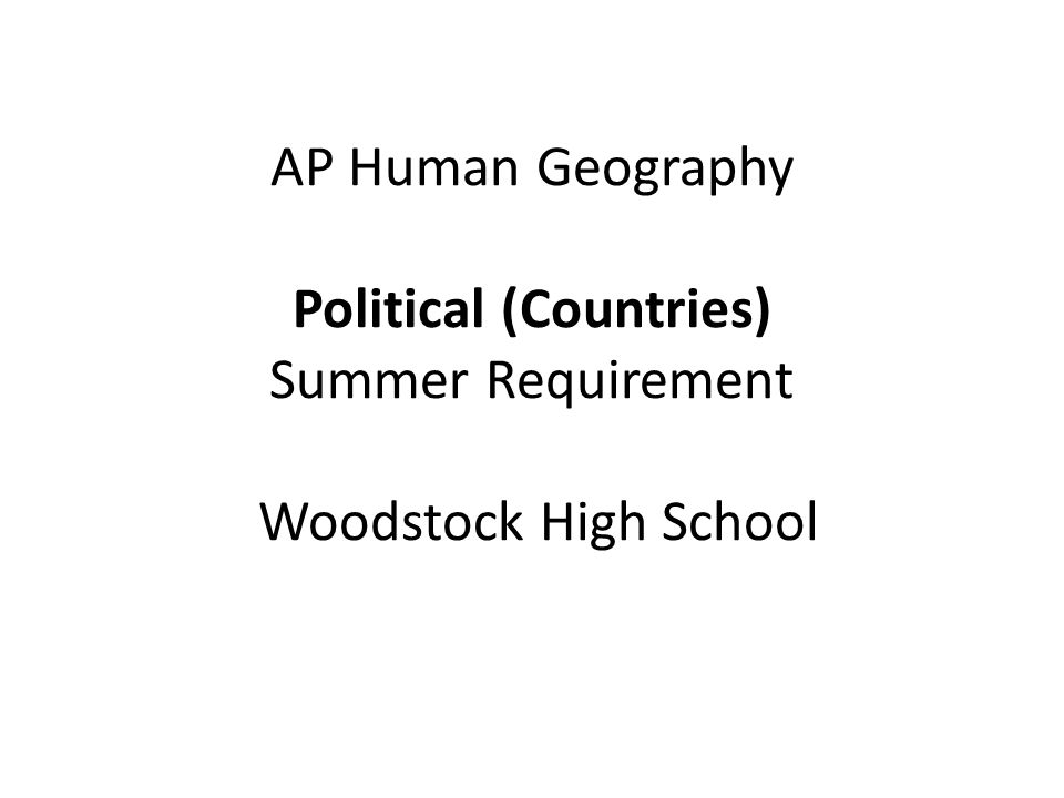AP Human Geography Political (Countries) Summer Requirement Woodstock High School