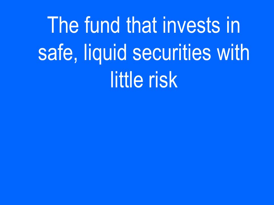 The fund that invests in safe, liquid securities with little risk