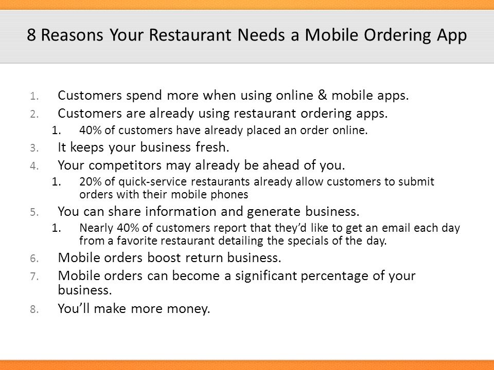 8 Reasons Your Restaurant Needs a Mobile Ordering App 1.