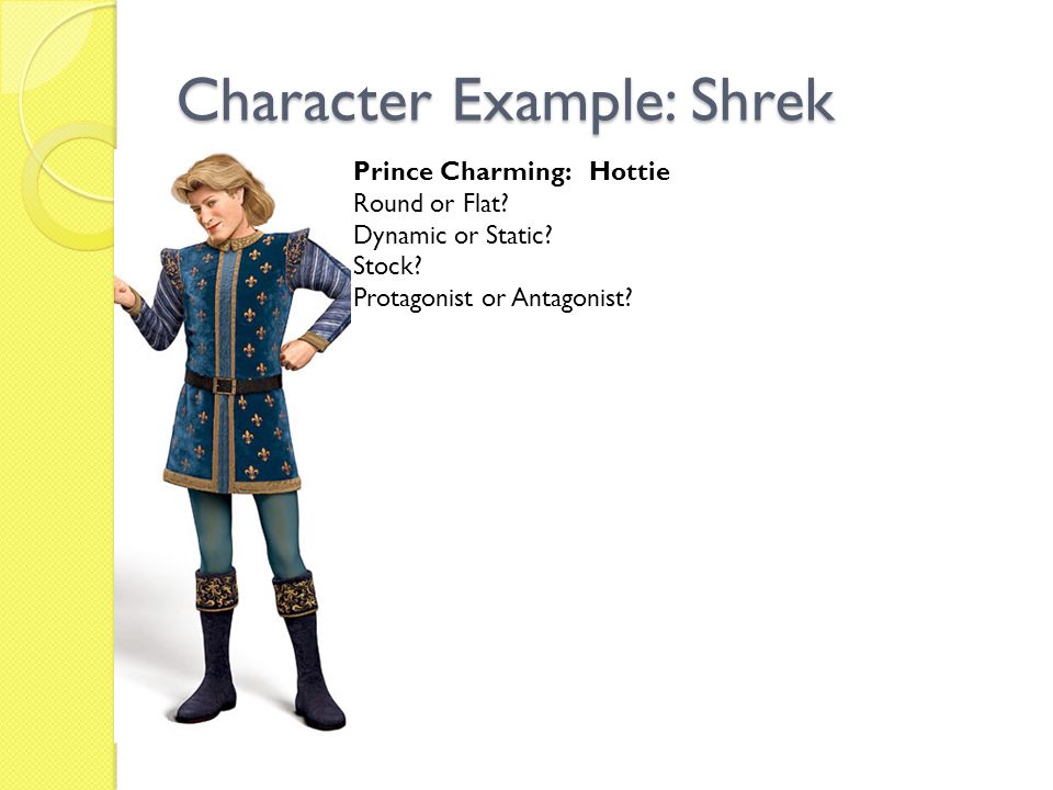 Character Example: Shrek Prince Charming: Hottie Round or Flat.