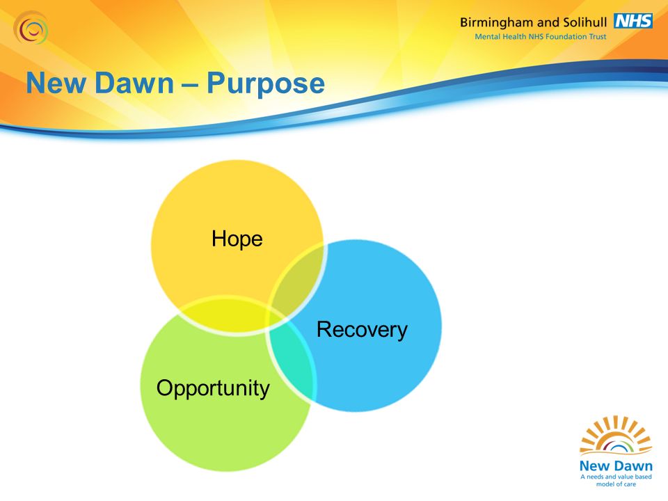New Dawn – Purpose Hope Recovery Opportunity