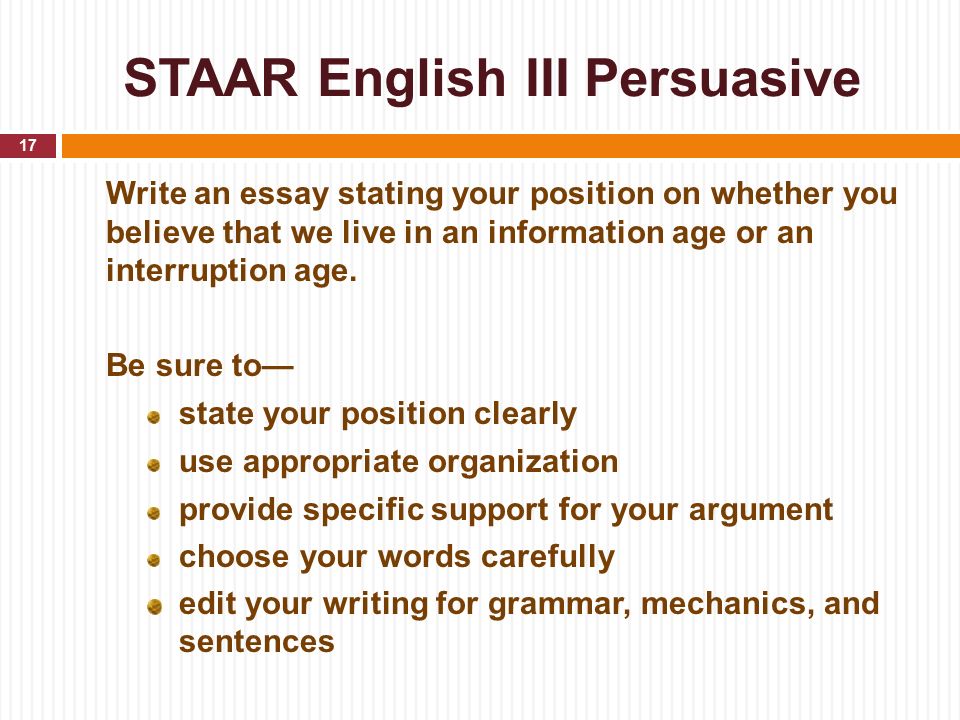 Persuasive essay staar test