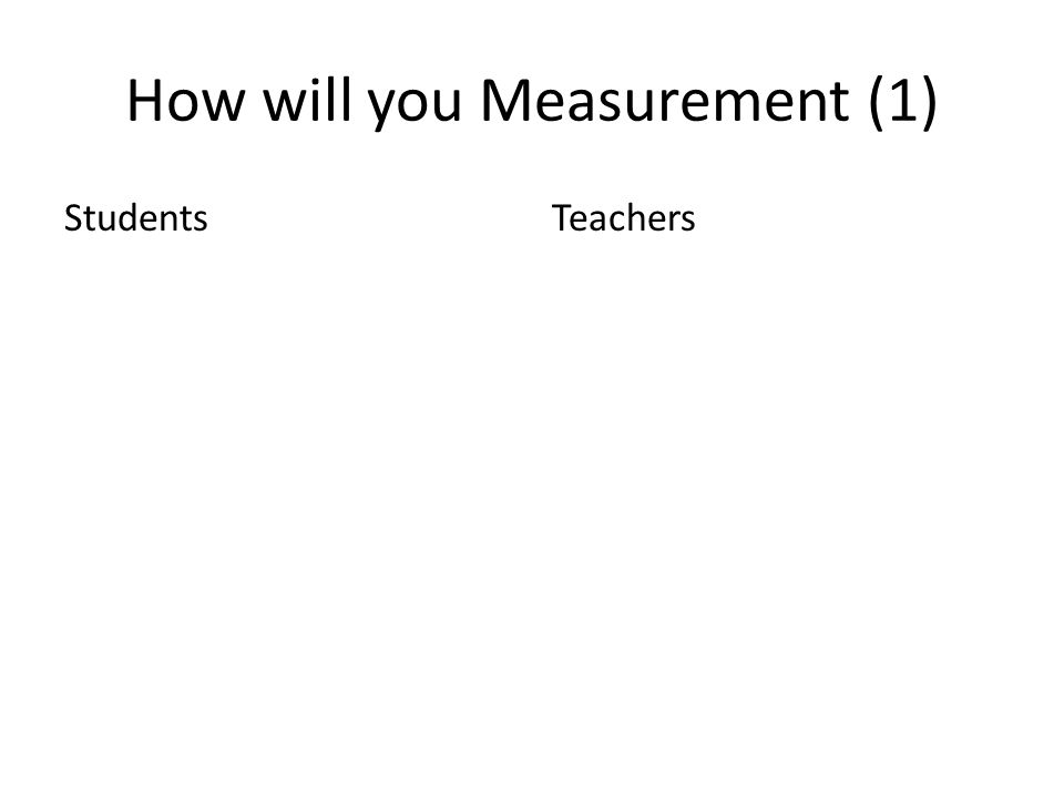 How will you Measurement (1) StudentsTeachers