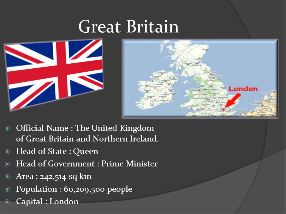 Great Britain  Official Name : The United Kingdom of Great Britain and Northern Ireland.