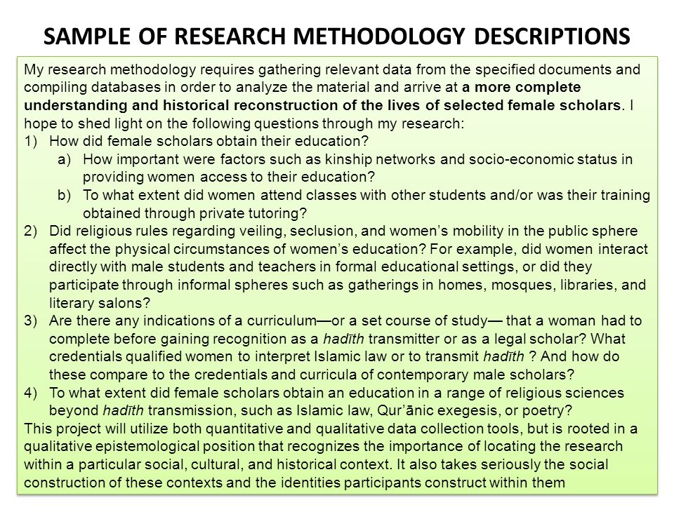 Sample dissertation methodology
