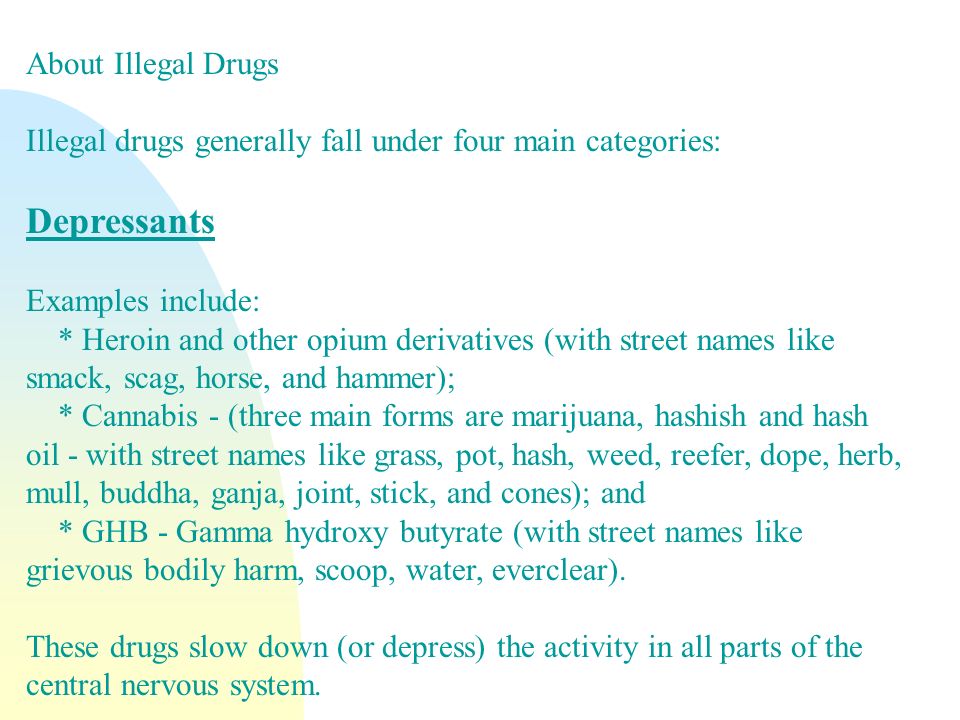 Illegal drugs street names