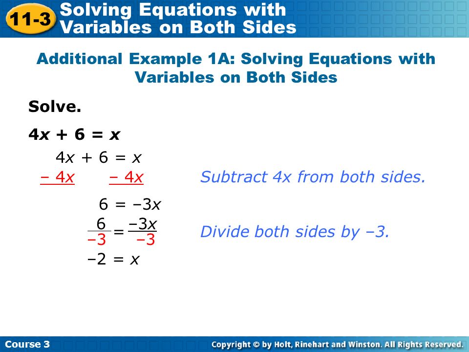 Equation With Variable On Both Sides Tessshlo Linear Equations With Variables On Both Sides Talkchannels