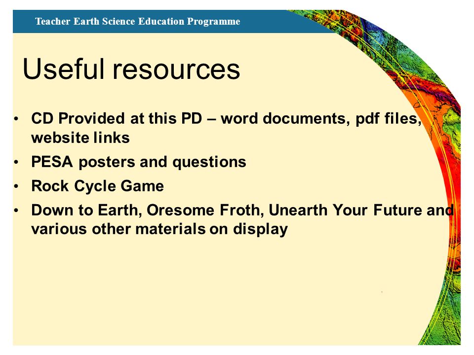 Teacher Earth Science Education Programme PARTNERS PRINCIPAL Teacher Earth Science Education Programme PARTNERS PRINCIPAL