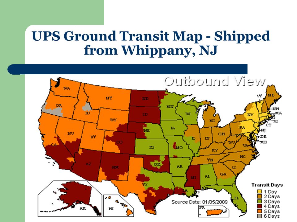 UPS Ground Transit Map - Shipped from Whippany, NJ