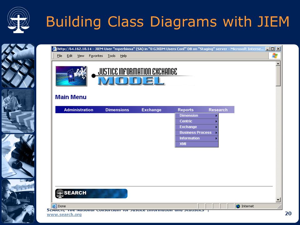 SEARCH, The National Consortium for Justice Information and Statistics |   20 Building Class Diagrams with JIEM