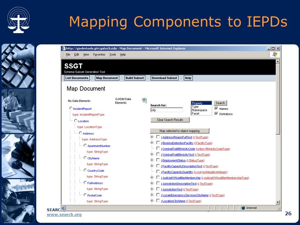 SEARCH, The National Consortium for Justice Information and Statistics |   26 Mapping Components to IEPDs