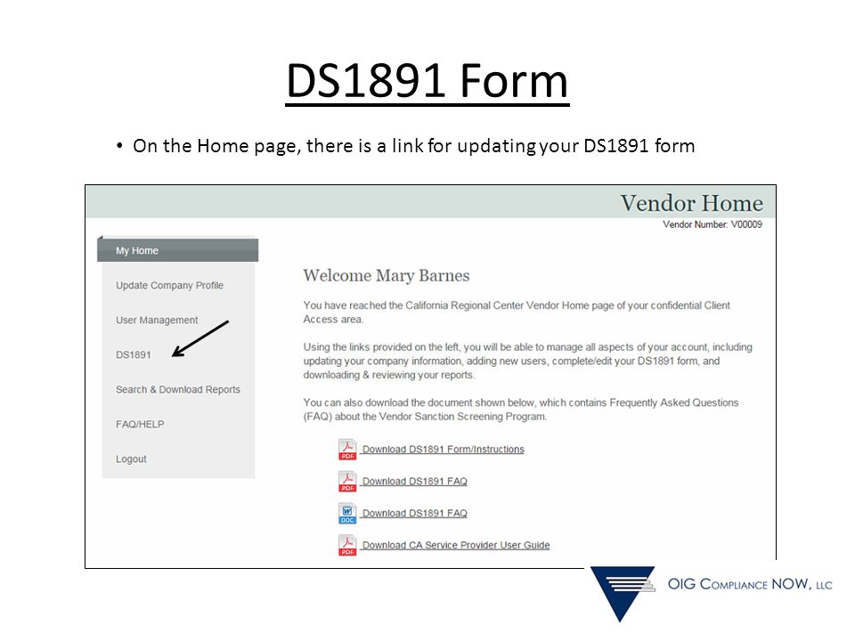 DS1891 Form On the Home page, there is a link for updating your DS1891 form