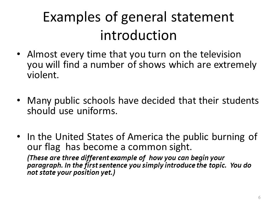 general statement essay example