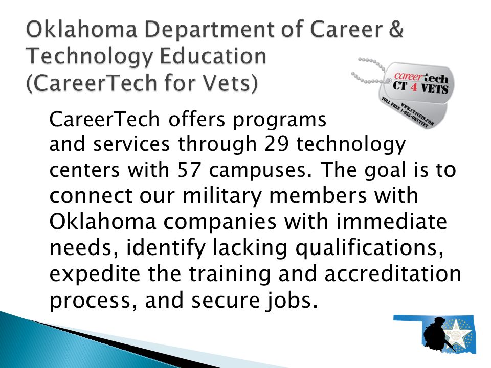 CareerTech offers programs and services through 29 technology centers with 57 campuses.