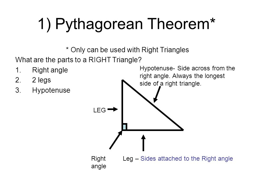 1 1b The Coordinate Plane Distance Formula Pythagorean 1 Pythagorean Theorem Only Can Be With Right Triangles What Are The 6 Formula