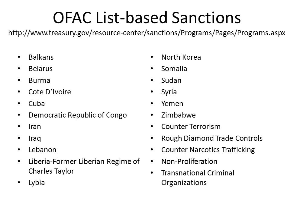 Why are OFAC countries sanctioned by the United States?