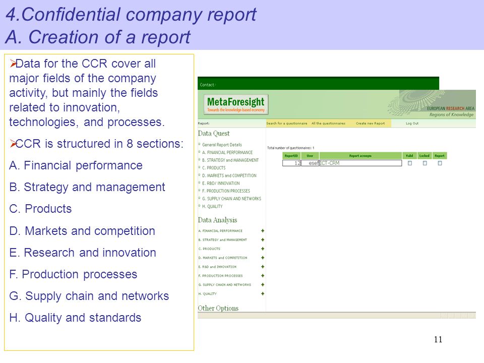 11 4.Confidential company report A.