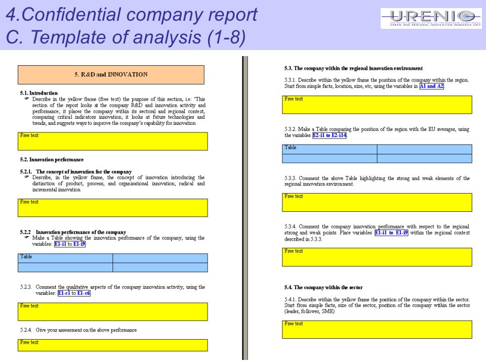 15 4.Confidential company report C. Template of analysis (1-8)