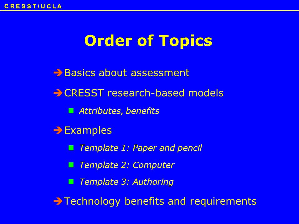 c r e s s t / u c l a eva l. baker international congress for c r e s s t / u c l a eva l. baker international congress for, Presentation templates