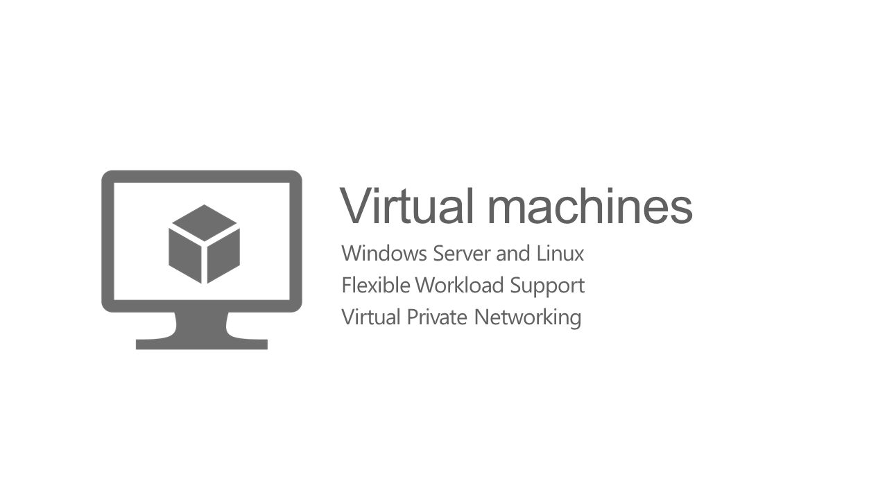 Virtual machines Windows Server and Linux Flexible Workload Support Virtual Private Networking