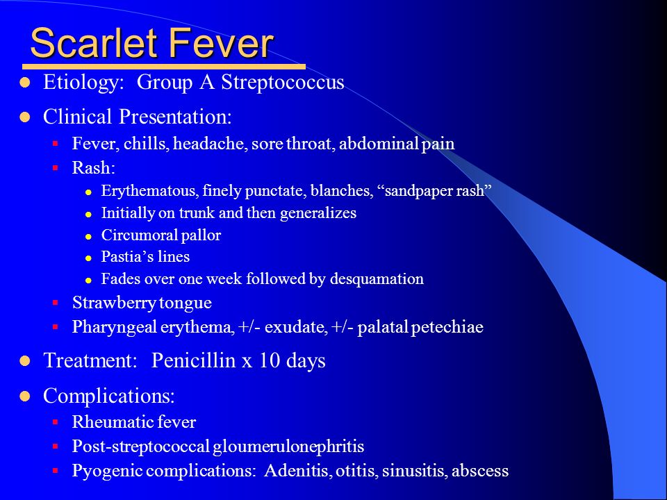 Severe sore throat high fever rash