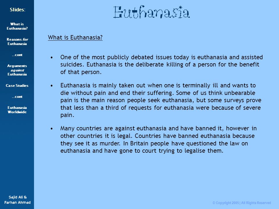 Medical ethics case studies euthanasia