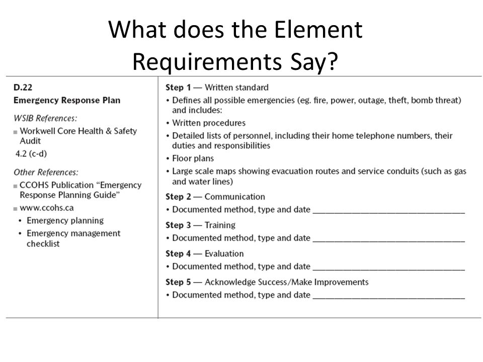 What does the Element Requirements Say