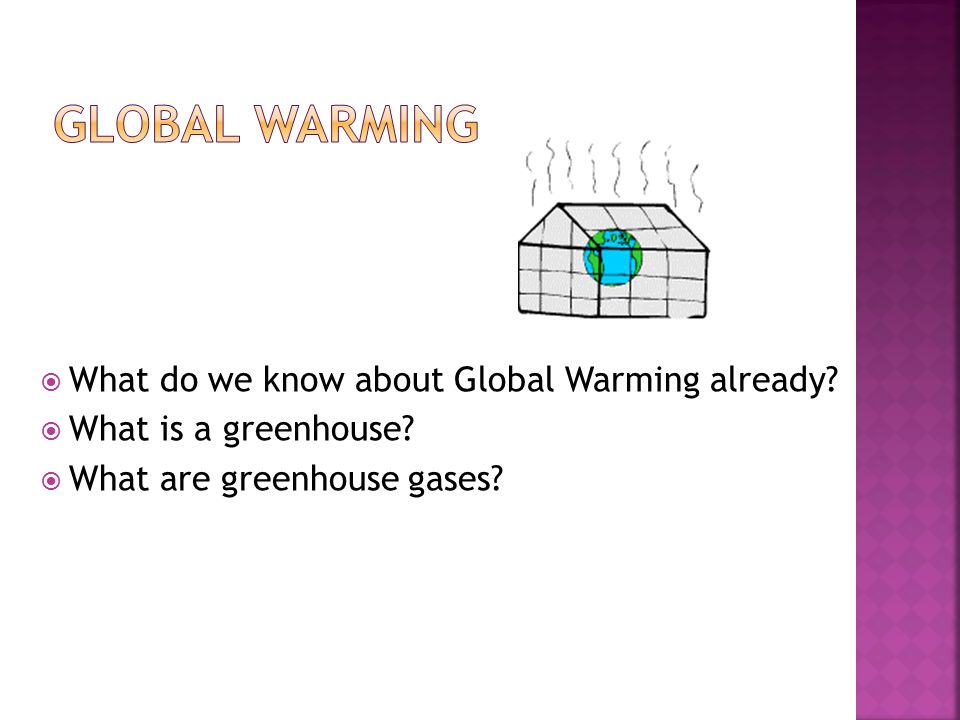  What do we know about Global Warming already.  What is a greenhouse.