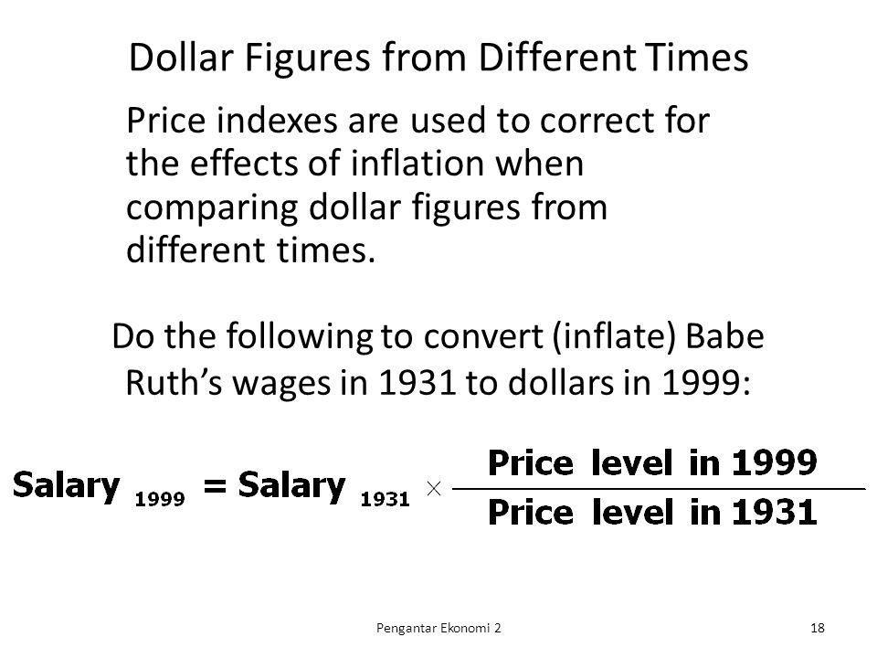 Dollar Figures from Different Times Price indexes are used to correct for the effects of inflation when comparing dollar figures from different times.