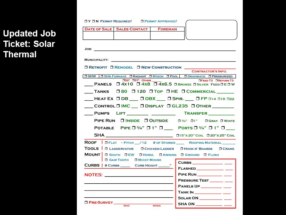 Updated Job Ticket: Solar Thermal