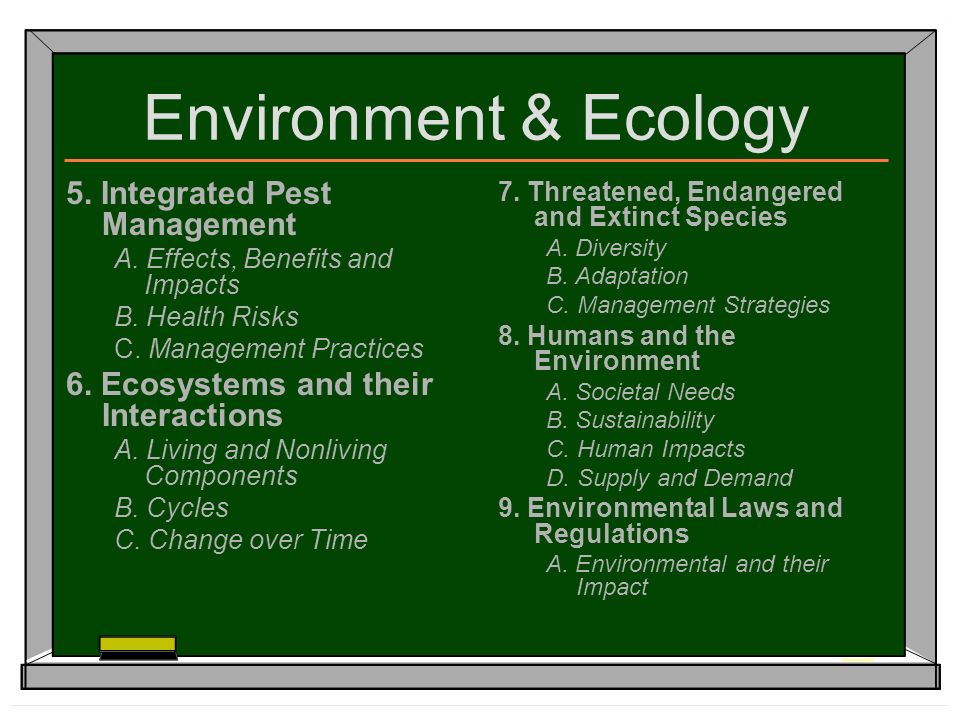 Environment & Ecology 5. Integrated Pest Management A.