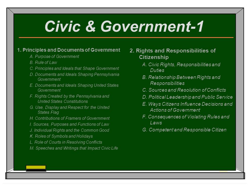 Civic & Government-1 1. Principles and Documents of Government A.