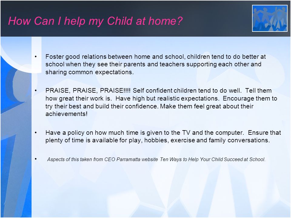 How Can I help my Child at home.