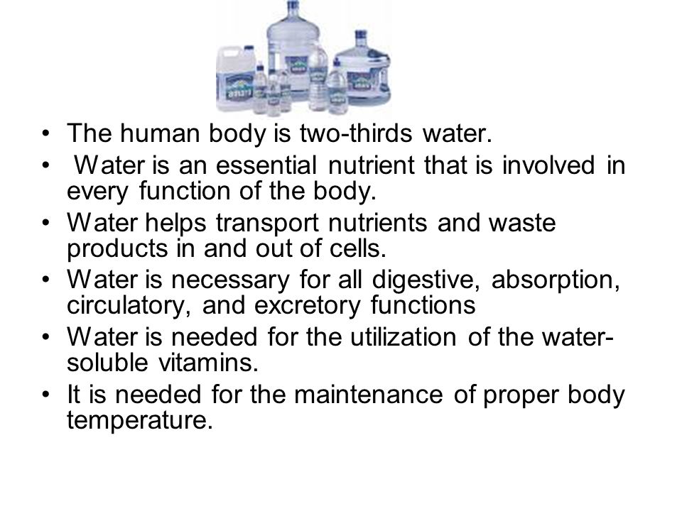 The human body is two-thirds water.