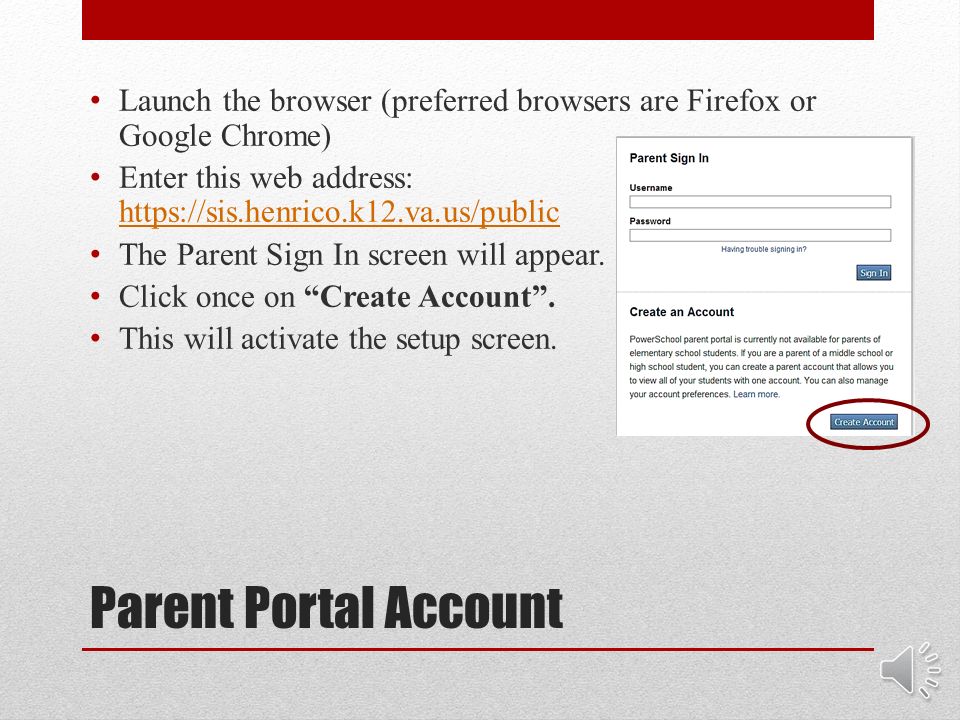 Creating a Parent Portal Account in PowerSchool 2015