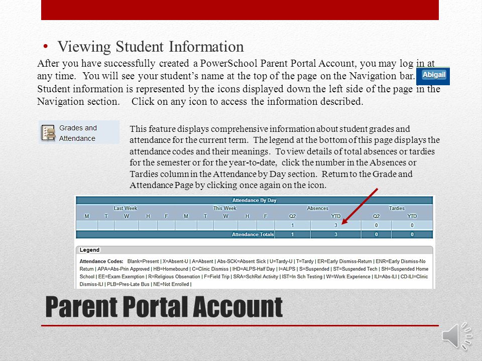 Parent Portal Account Successful Setup Log in to the Parent Portal using your newly created Username and Password.
