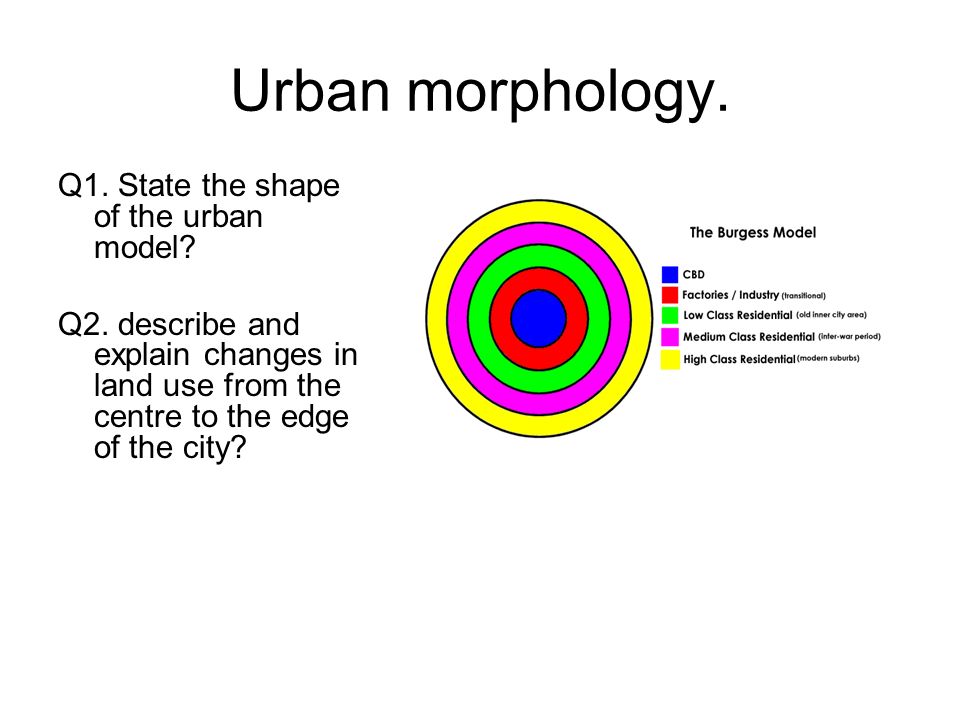 Urban morphology. Q1. State the shape of the urban model.