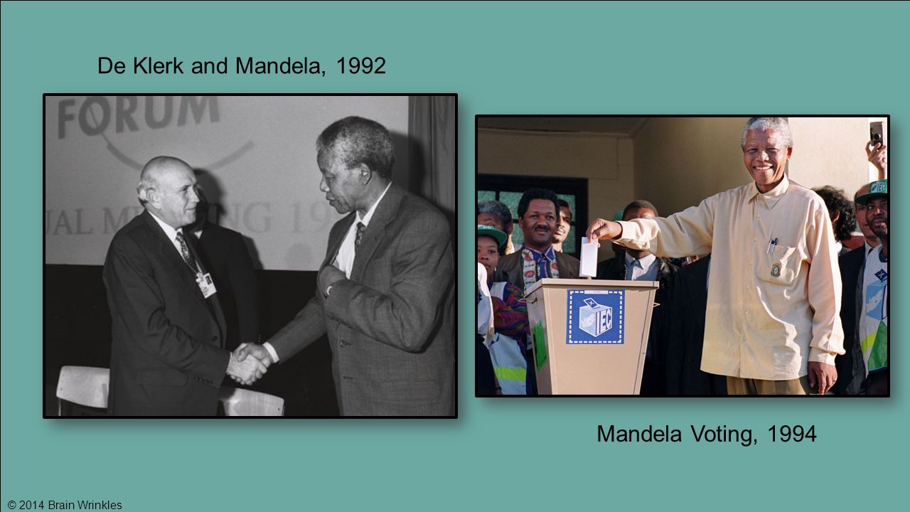 De Klerk and Mandela, 1992 Mandela Voting, 1994