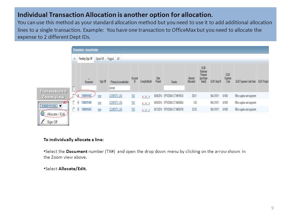 Individual Transaction Allocation is another option for allocation.