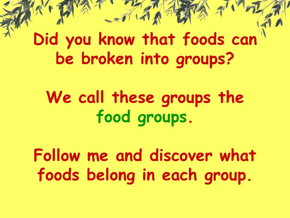 Did you know that foods can be broken into groups.