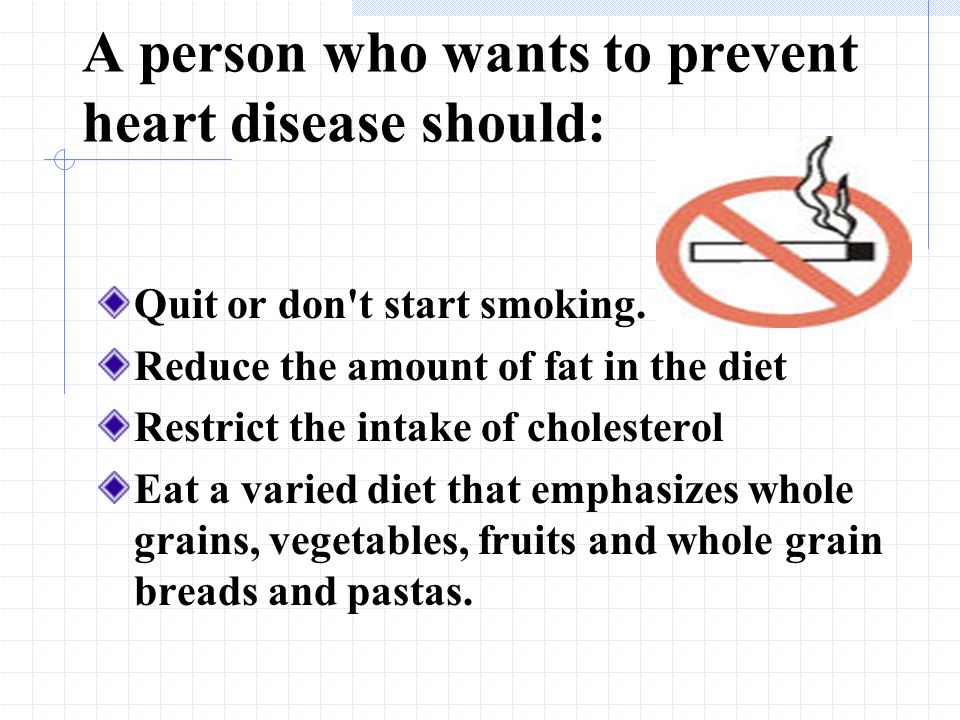 Heart Disease Prevention What we eat, how much we exercise, how we react to stress, our family history, our blood pressure and whether or not we abuse tobacco, alcohol or other drugs has a direct impact on our heart and circulatory system.