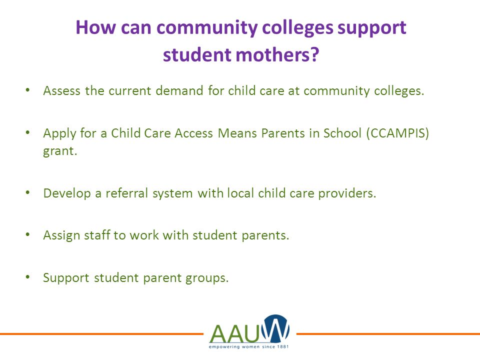 How can community colleges support student mothers.