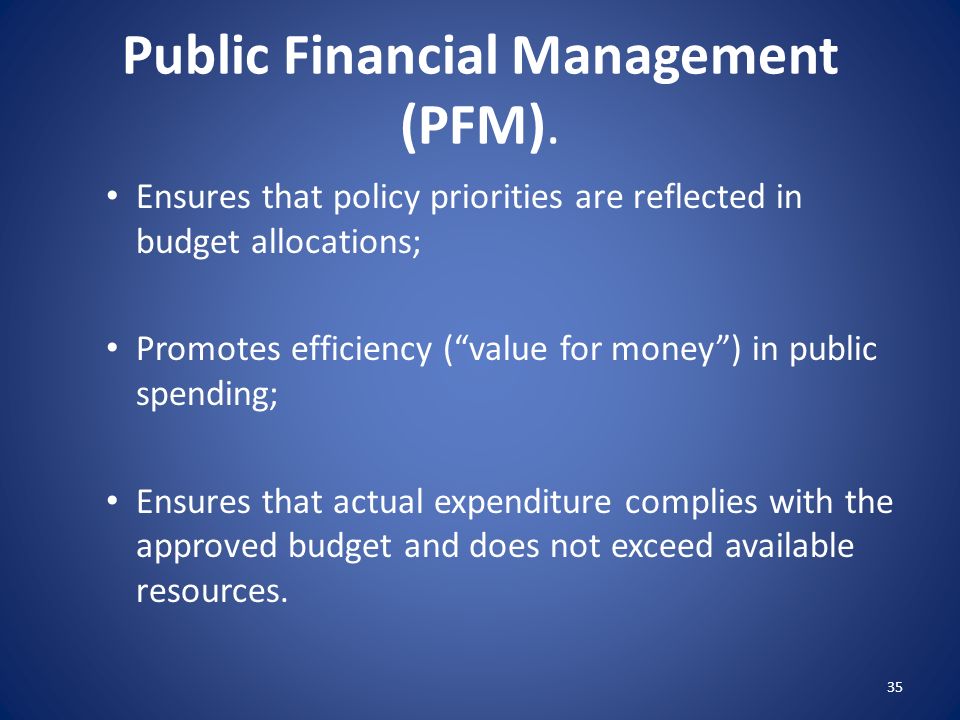 Public Financial Management (PFM).
