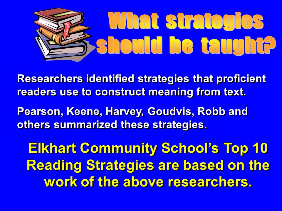 Researchers identified strategies that proficient readers use to construct meaning from text.