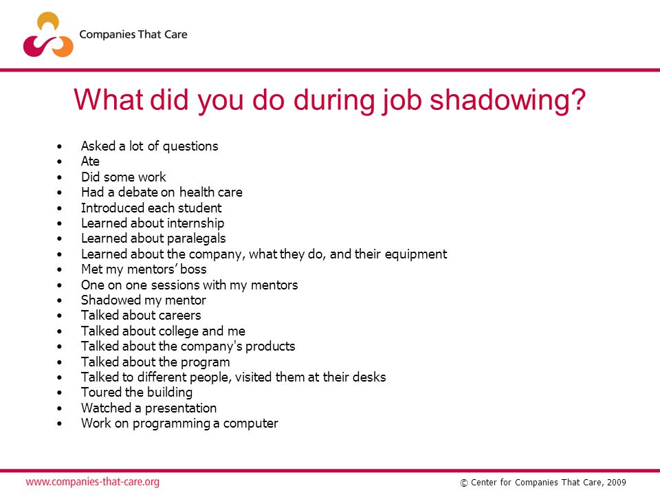 questions to ask during a job shadow