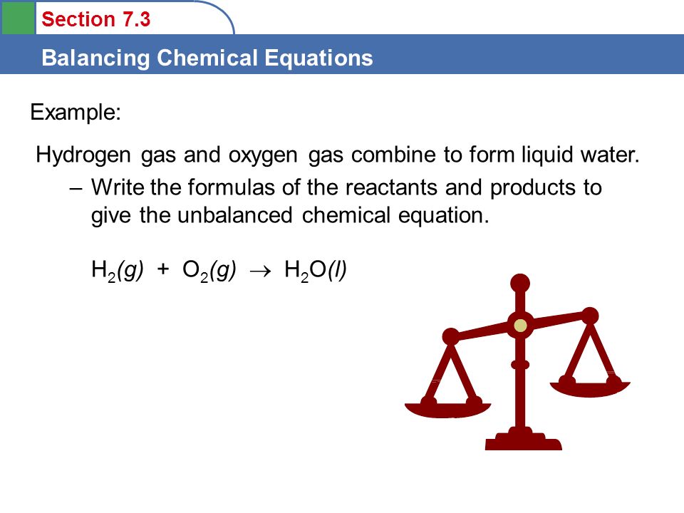 Example Of A Balanced Chemical Equation Talkchannels Section 7 3 Balancing Chemical Equations 1 To Be Able Write A