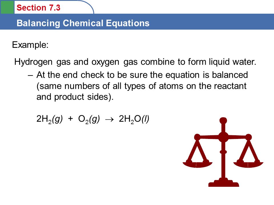 Chemical Equation For Oxygen Talkchannels Section 7 3 Balancing Chemical Equations 1 To Be Able Write A